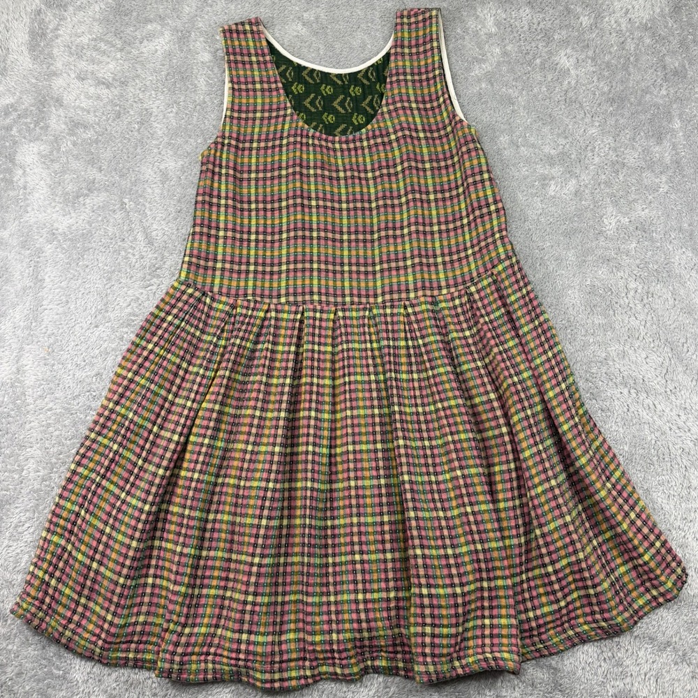 Ace & Jig Dress Womens S Pink Green Plaid Sleeveless Tiered Cotton Mini Dress